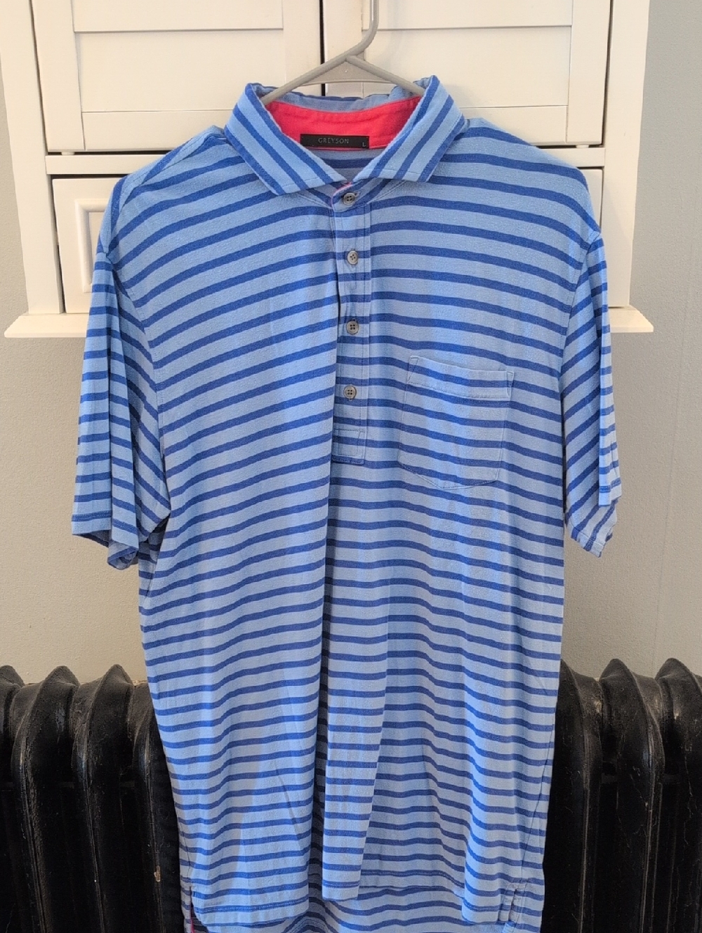 Greyson Blue Striped Golf Polo
